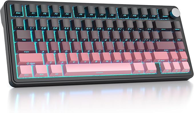 surmen M75 75% Wireless Creamy Keyboard with Gasket Pre-lubed Triple Mode Bluetooth Mechanical Gaming Keyboard BT5.0/2.4Ghz/USB with Sound Absorbing Pads Hot-Swap(Sunset)