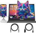 Portable Monitor 15.6inch 1080P FHD Second External Monitor for Laptop/MacBook/Phone Office &amp Travel Monitors with Dual USB-C/Mini HDMI Ultra-Light with Leather Cover &amp Speakers HDR Plug&amp