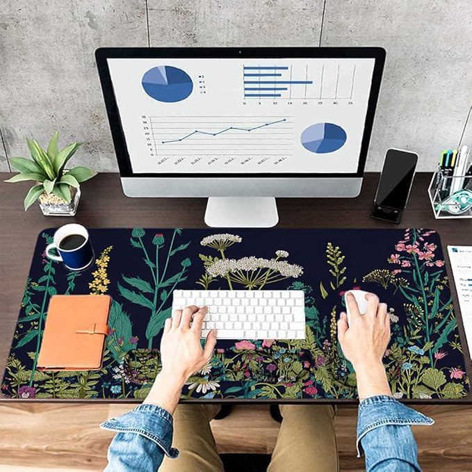 LATEEFAH Mouse Pad with Wrist Rest Large Mouse Pad Ergonomic Gaming Desk Pad Keyboard Wrist Rest Set 4-in-1 Desk Mat Keyboard Mat for Home Office