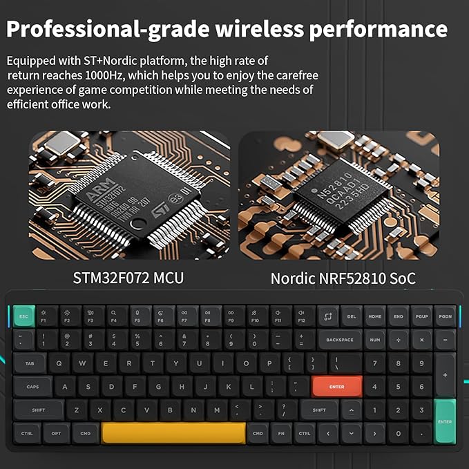 nuphy Air96 V2 Wireless Mechanical Keyboard100 Keys Gaming KeyboardSupports Bluetooth 5.12.4G and Wired Connectionfor PC/Laptop/Windows/Mac -Black Gateron Aloe Switch