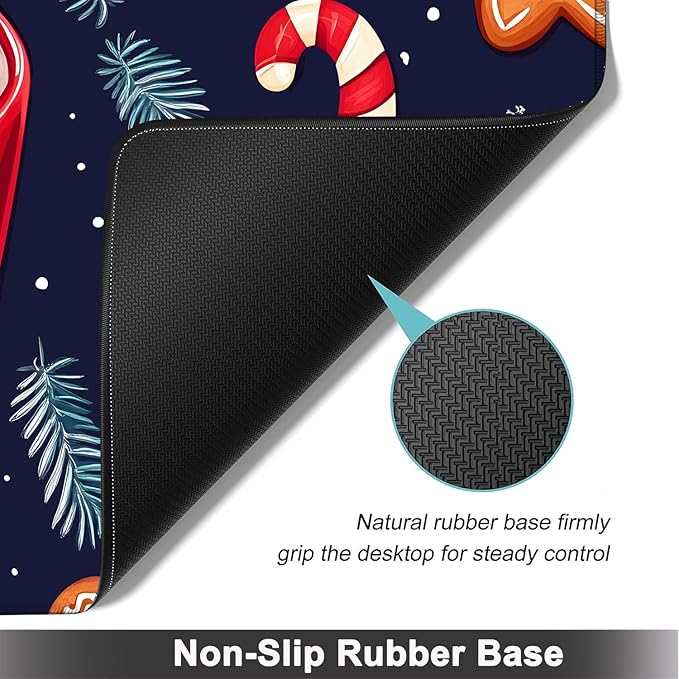 Large Mouse pad and Keyboard Support Set Ergonomic Memory Foam Keyboard Wrist Rest Extended Gaming Mouse Pad with Stitched Edges Christmas Theme XXL Desk Mat (31.5 X 11.8 in)