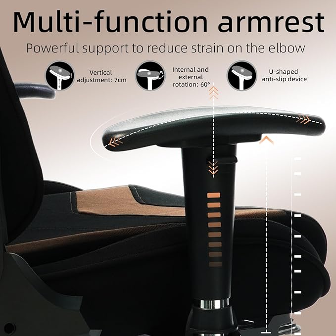 Fabric Gaming Chair Skin-Friendly and Breathable Manufactured by A Reputable Manufacturer Safe and Stable Specially Designed for Gaming.with Footrest Mg(1005-Brown)