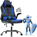 Ergonomic Gaming Office Chair - High Back Executive Computer Chair with Lumbar Support &amp Flip-Up Arms PU Leather Adjustable Swivel Chair for Women/Men Height Adjustable Massage Desk Chair (Blue)