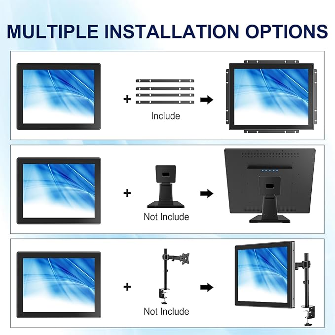 19 Inch 10-Point Multi-Touch Screen Monitor1280x1024 Industrial Touch Display with HD-MI+VGA Interface Black Open Frame Touch Monitor for Indusitrial Retail Commercial