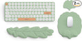 Keyboard Wrist Rest and Mouse Pad with Wrist Support Set Ergonomic Leaf Shape Mouse Pad with Non-Slip Base Pain Relief Memory Foam Mousepad for ComputerLaptopHome Office Green