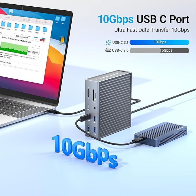 ACASIS USB C Docking Station Dual Monitor 16-in-1 Laptpop Docking Station with 2* HDMIVGA2.5G EthernetSD/TF10Gbps USB-C 3.13.5mm AudioPD100WUSBC Hub for Dell/Lenovo/HP/ThinkPad (Sliver)