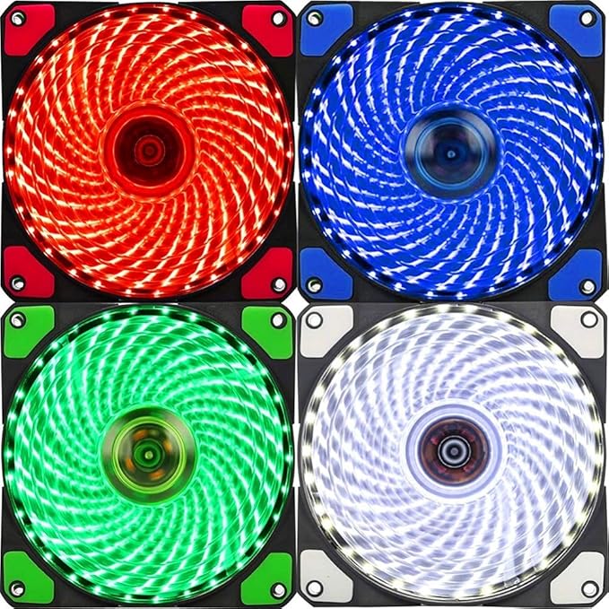 Mute 12cm 33 LEDs RGB Light Cooling Fan Heatsink for Computer PC Case Computer Cooling Fan(Black)