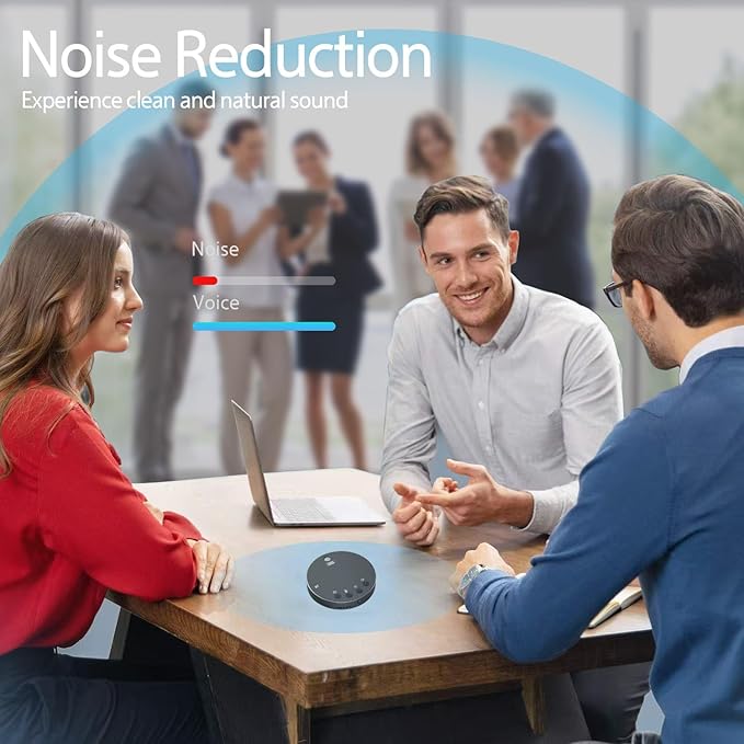 Conference Speaker and Microphone Bluetooth Speakerphone with 360° Voice Pickup USB-C Plug &amp Play Compatible with Leading Platforms for Personal Workspaces