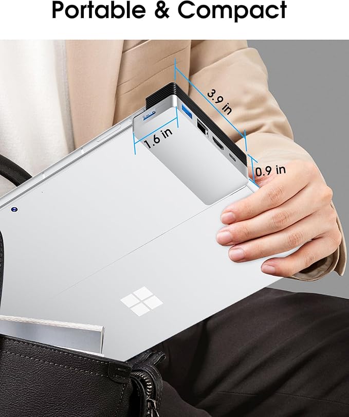 BYEASY Surface Pro 9 Docking Station 6-in-2 USB-C Hub with 4K@60Hz HDMI 100W PD Charging 1000M Ethernet LAN 2 USB 3.0 Ports and TF Card Reader - Designed for Surface Pro 9