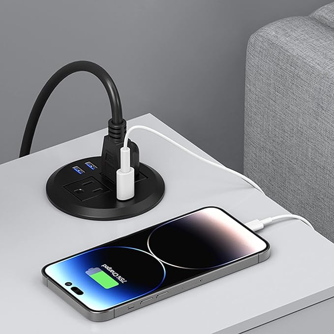 Recessed Power Grommet with AC Outlets 20W Fast Charging USB-C Port - Flush-Mount for DesktopWorkspace Essential Desk OutletETL Listed (Pack of 2)