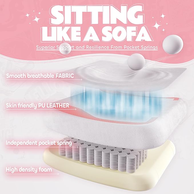 Pink Gaming Chair Cute with Cat Ears Paw Lumbar and CushionErgonomic Computer Chair with FootrestReclining PC Game Chair for Girl Computer Chair 300lbs for Adult