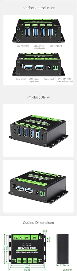 Industrial Grade USB 3.2 HUB Switchable Dual Hosts Multi Protections Extending 4X USB Ports 2 in 4 Out Multi OS