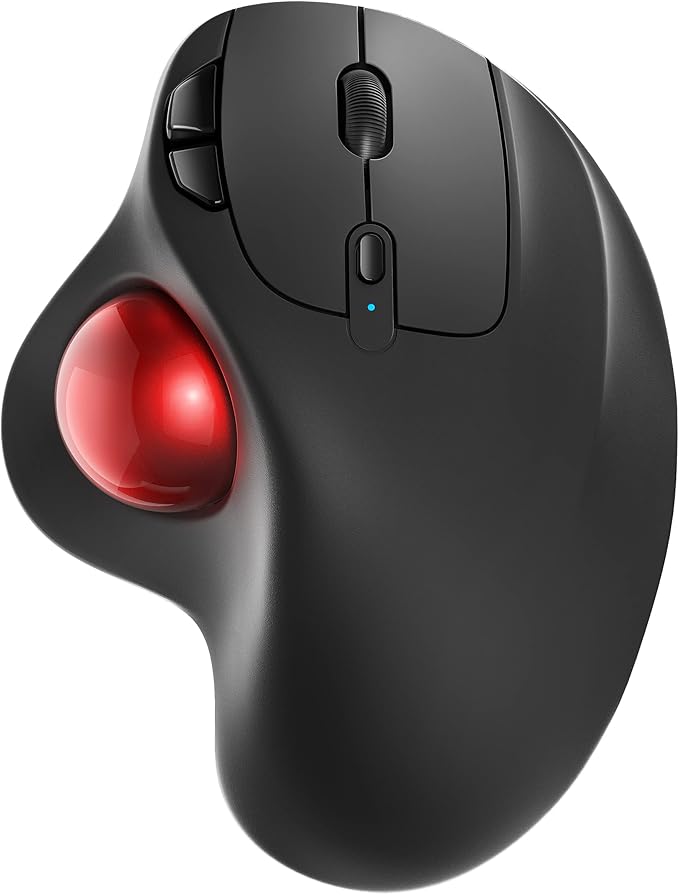 Nulea M501 Wireless Trackball Mouse Rechargeable Ergonomic Easy Thumb Control Precise &amp Smooth Tracking 3 Device Connection (Bluetooth or USB Receiver) Compatible for PC Laptop Mac Windows