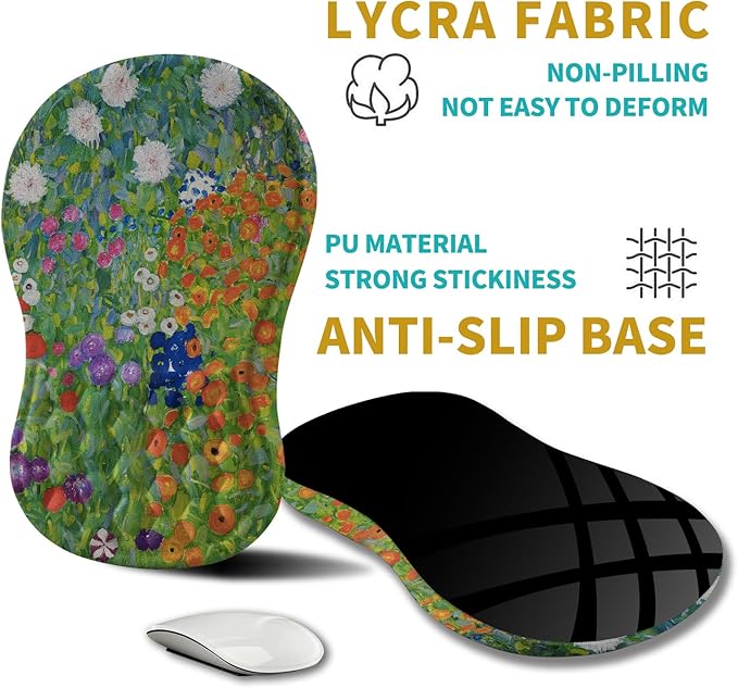 Hokafenle Ergonomic Mouse Pad Wrist Support Wrist Rest Mousepad for Carpal Tunnel Pain Relief with Integrated Memory Foam Slope Massage Bulge (11.8x7.9 inchCute Floral