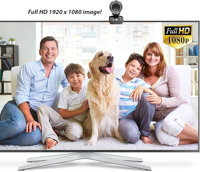 USB 2.0 HD Pro Widescreen Video Full 1080p Webcam with Built in Microphone and Flex Stand for Windows PC Laptops and Apple OS X