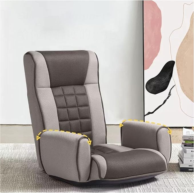 Aimeryup Armrest Legless Chair Metal Foldable Adjustable Height Fabric Cushion Lazy Living Room Hotel 64X48X63CM(Size:64X48X63CMColor:A)