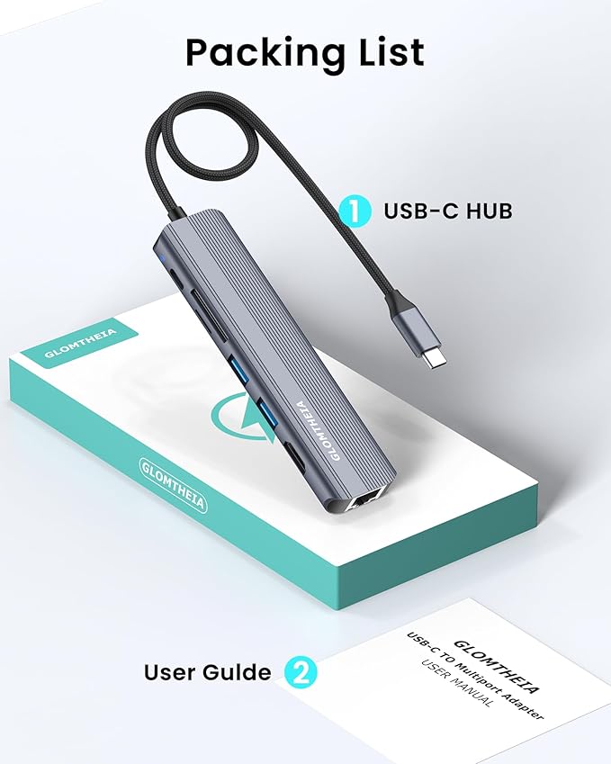 USB C Hub Ethernet HDMI Adapter for Mac MacBook Air/Pro Laptop Multiport Dock with RJ45 Gigabit Ethernet 4K HDMI USB 3.0 SD/TF Card Reader PD 100W Charging