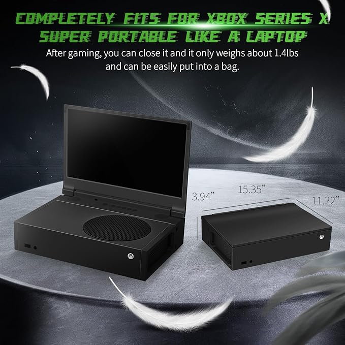 G-STORY 14‘’ Portable Monitor for Xbox Series S – 1TB SSD Black 1080P Portable Gaming Monitor IPS Screen for Xbox Series S（not Included） with Two HDMI HDR Freesync Game Mode Travel Display