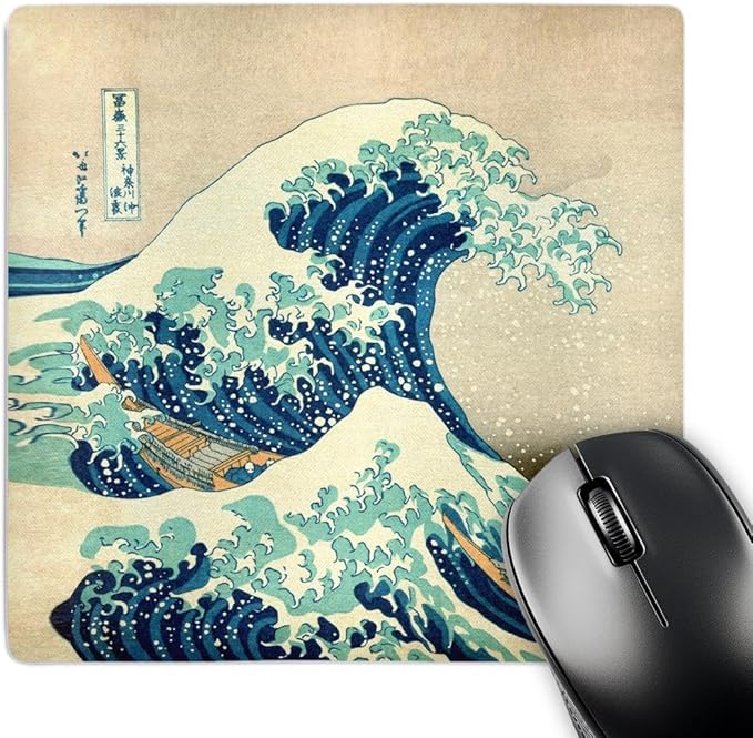 3dRose 8 x 8 x 0.25 Inches The Great Wave Off Kanagawa by Japanese Artist Hokusai Dramatic Blue Sea Ocean Ukiyo-e Print 1830 Mouse Pad (mp_155631_1)