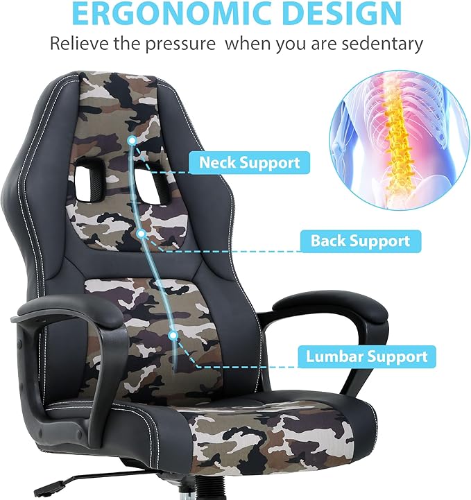 Video Game Chairs Computer Gaming Chair for Adults with Adjustable Height Cheap Gamer Chair Desk Chair Gaming Chair with Lumbar Support for Teens