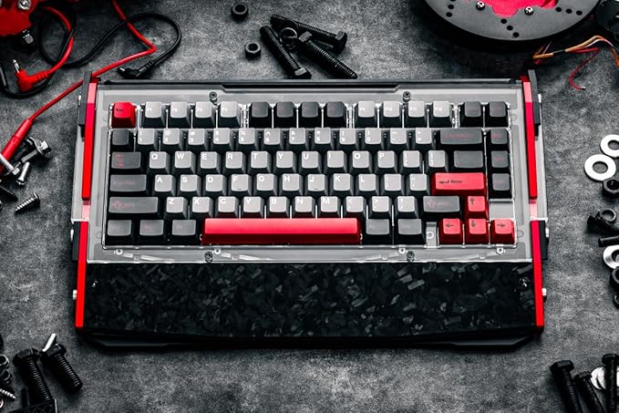 Black Diamond RT Hall Effect Magnetic Gaming Keyboard 75% 0.04mm Accuracy 8k Polling Rate 0.25ms Latency Leaf Spring Mount Mechanical Feel Custom Fixed-Wall Magnetic Switch Shadow Crimson