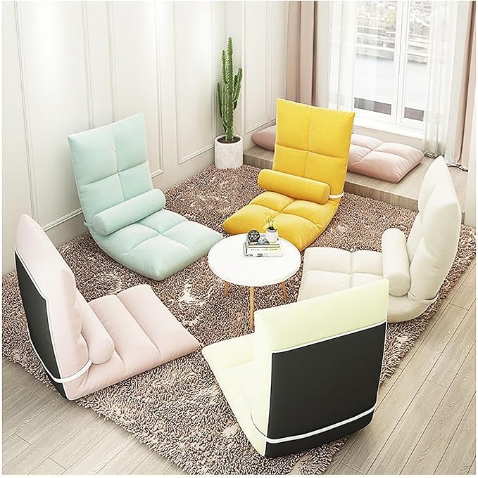 NaKeah Floor Chair with Back Support Folding Sofa Chair with 5 Adjustable Position Padded Sleeper Bed Couch Recliner Floor Gaming Chair Meditation Chair for AdultsG