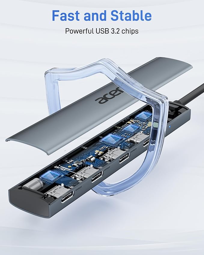 Acer USB C Hub 10Gbps Type C Splitter with 4 USBC 3.2 Port High Speed Type C Multiport Adapter for iPad MacBook Pro iPhone 16/15 Surface Pro and More【Not Support Monitor or Charging】