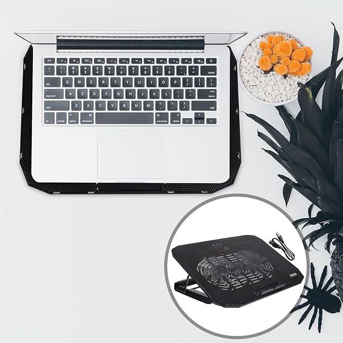 Sewroro Foldable Laptop Stand with Multi-Speed Fans LCD Display Heat Dissipation Rack for Laptops Portable Cooling Pad for Gaming and Work