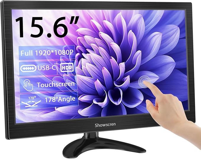 15.6inch PC Monitor Touchscreen IPS Screen 1920x1080P 60Hz 99% sRGB Built-in SpeakerHDMI/USB-C Portable Monitor for Laptop Switch Xbox PS3/4/5 Raspberry Pi5