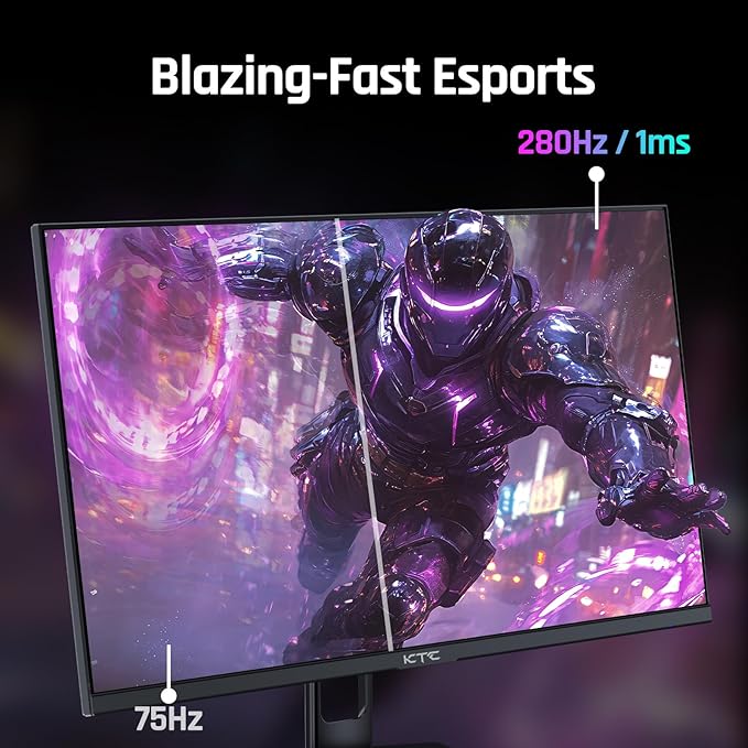 KTC 27'' 280Hz 240Hz Gaming Monitor 1ms GTG 350nits Fast VA 1080P Tilt 126% sRGB Adaptive Sync 4000:1 Contrast Ratio HDR DisplayPort 1.4/HDMI 2.0 VESA