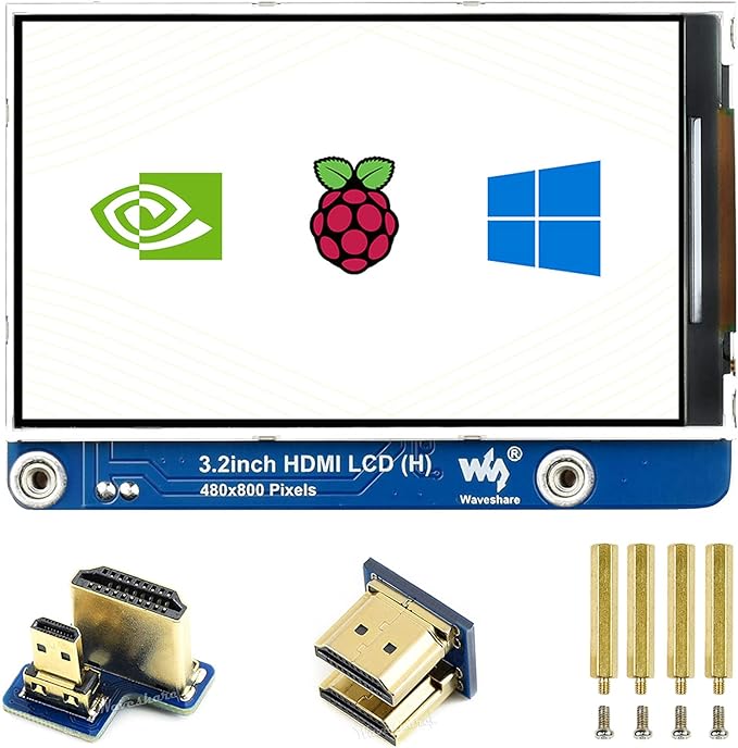 waveshare 3.2inch IPS LCD Display (H) for Raspberry Pi 4B/3B+/3B/2B/Zero/Zero W/Zero WH and Jetson Nano and Windows 11/10/8.1/8/7 480×800 Pixel Adjustable Brightness No Touch