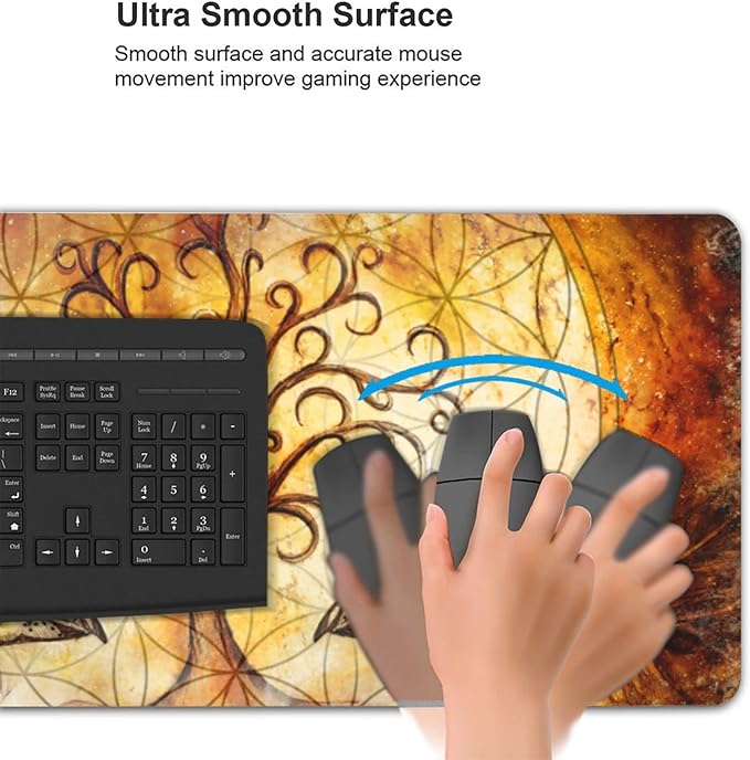 Ravens Tree of Life Large Mouse Pad Gaming Mousepad with Wrist Support Rubber Computer Keyboard Mat for Desk Laptop Non-Slip Full Deskmat Protector Waterproof Writing Pad Office Home 16x35.5 in