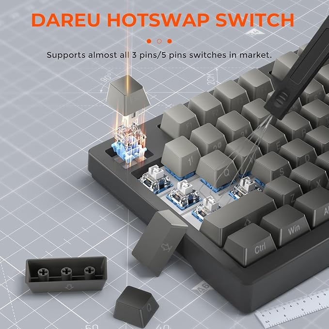 DAREU EK75PRO Wireless Gaming Keyboard75% RGB Hot-Swappable Creamy Mechanical Keyboard with Knob2.4Ghz/BT5.1/USB-C Connectivity Gasket MountSide Printed PBT Keycaps Linear Switch for Win/MAC
