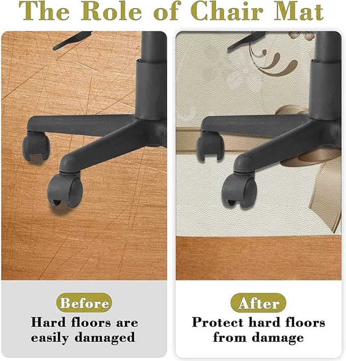 Eggshell Brown PU Leather Gaming Chair Mat Under Computer Desk Flourishing Flower Swirled Branches Round Office Chair Mats Home Rolling Gaming Chair Mat Seasonal Diameter 55 in