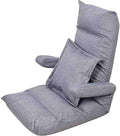 Floor Cushion Folding Bed Chair with Armrest Portable Floor Lounger with Adjustable Back Rest (Color : Grey)