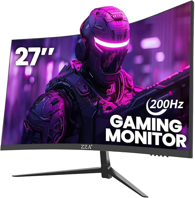 ZZA 27 Inch Curved Computer Monitor200Hz|180Hz|144Hz Pc Monitors FHD 1080P 1800R VA Screen Monitor 27 inch 100% sRGB AMD FreeSync Eye Care Ultra-Thin Bezels HDMI &amp DP Port