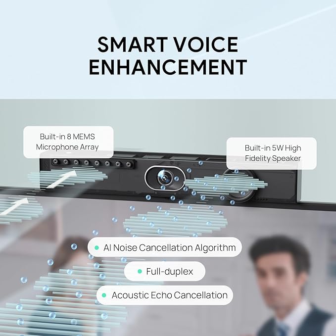 Yealink UVC40 E2 USB Conference Room Camera System 4K Video Conference Camera 120° Wide-Angle Lens 8 Microphone 5W High-Fidelity Speaker Auto Framing Speaker Tracking Compatible with Microsoft Zoom