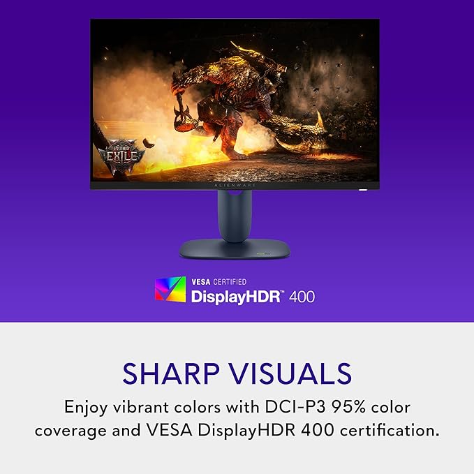Alienware 27 Gaming Monitor - AW2725DM - 27-inch QHD 180Hz 1ms Display IPS NVIDIA G-SYNC AMD Freesync VESA AdaptiveSync.