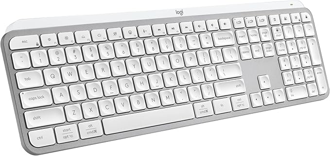 Logitech MX Keys S Wireless Keyboard Low Profile Fluid Precise Quiet Typing Programmable Keys Backlighting Bluetooth USB C Rechargeable for Windows PC Linux Chrome Mac - Pale Grey