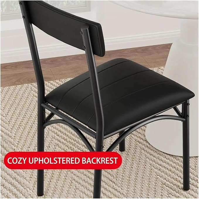 Adjustable Office Computer Chair with Armrest 2pcs Black Leather Upholstered Dining Chairs with Backrest for Restaurants Kitchens