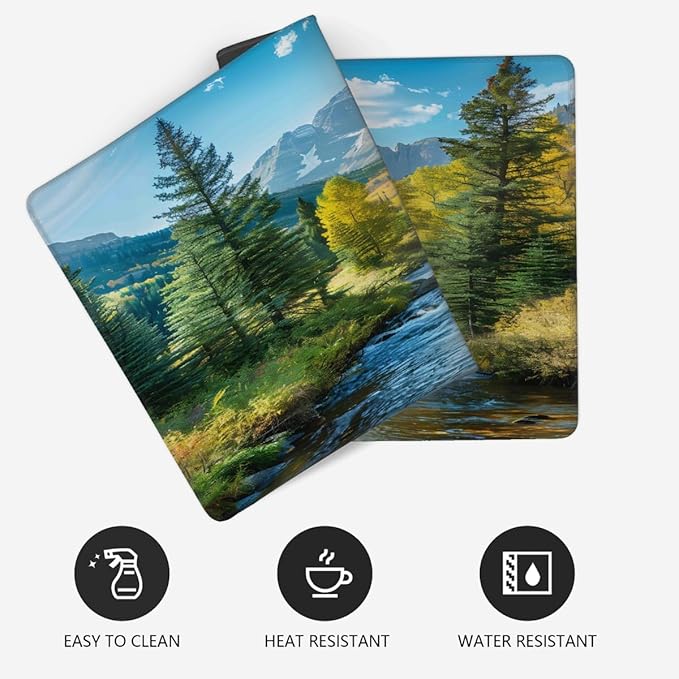 Lake Forest Mountain Large Mouse Pad Gaming Mousepad Desk Mat for Desktop Computer Keyboard Waterproof Mouse Mat Desk Pad with Non-Slip Base for Game School Office Home 35.4 x 15.7