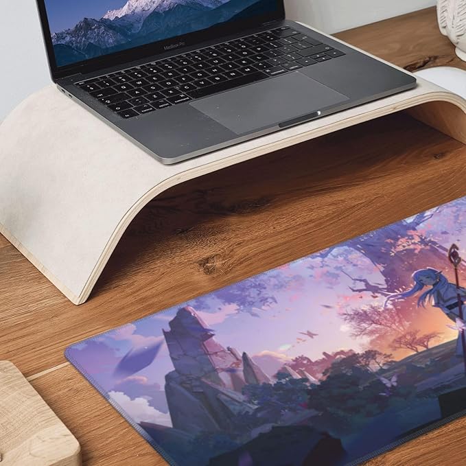 Anime Mouse Pad Water Resist Keyboard PadMouse Pads with Non-Slip Rubber BaseOffice Computer Key Board Mousepad Computer Keyboard Mousepads Mat 800 x 300mm / 31.5×11.8 inches (Frieren B)