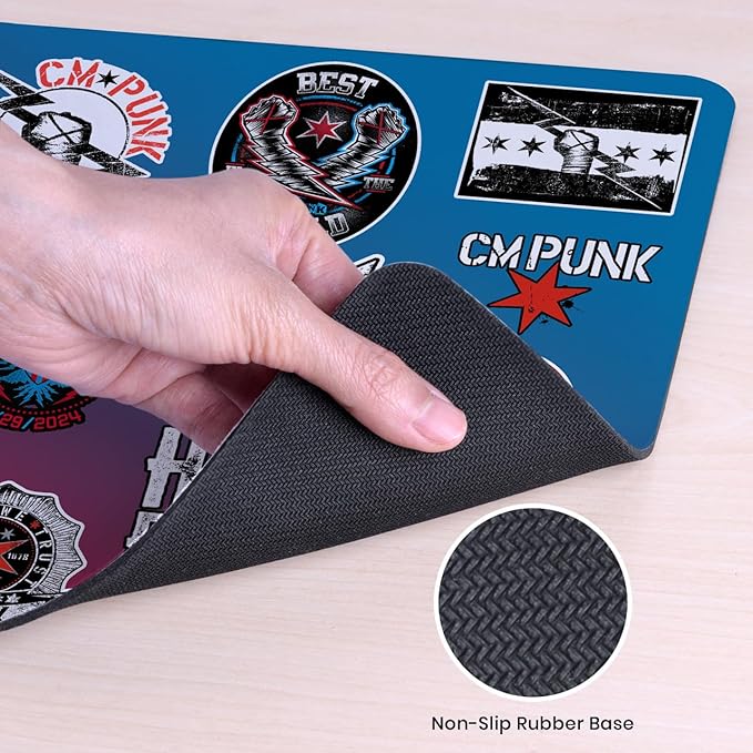 Head Case Designs Officially Licensed WWE Sticker Collage CM Punk 23.62 x 11.81 x 0.12 inches (600 x 300 mm) - L Gaming Office Desk PC Keyboard Mouse Mat Pad