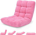 HOMGX Folding Floor Chair Gaming Sofa Chair w/ 14 Position Backrest &amp Sturdy Steel Frame &amp Breathable Cushion Adjustable Floor Lazy Sofa Chair Lounge Chair for Reading Meditating (Pink)