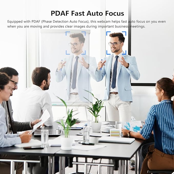 4K Webcam for PC PDAF Fast Auto Focus Camera with Dual Noise-reducing Mics Auto Light Correction 5X Zoom 8MP USB Webcam with Privacy Cover Plug and Play for Switch 2/ Zoom/Teams/Meet