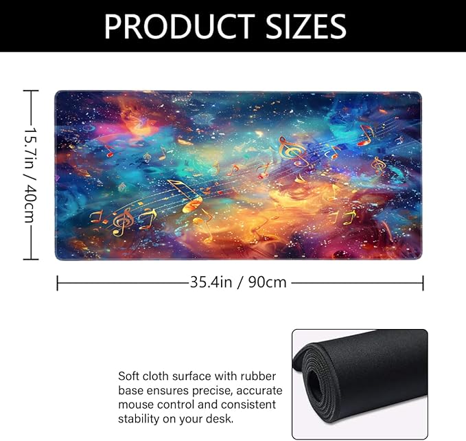 Abstract Galaxy Color Large Mouse Pad Gaming Mousepad Desk Mat for Desktop Computer Keyboard Waterproof Mouse Mat Desk Pad with Non-Slip Base for Game School Office Home 35.4 x 15.7