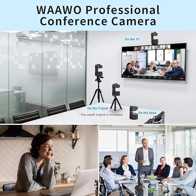 Tiny 4K PTZ Webcam HDR ½.8 Sensor Auto-Frame Gesture Control Built-in Pickup Support USB Audio and Video Output for Online Meetings Online Chats Online Classes Live Streaming etc.