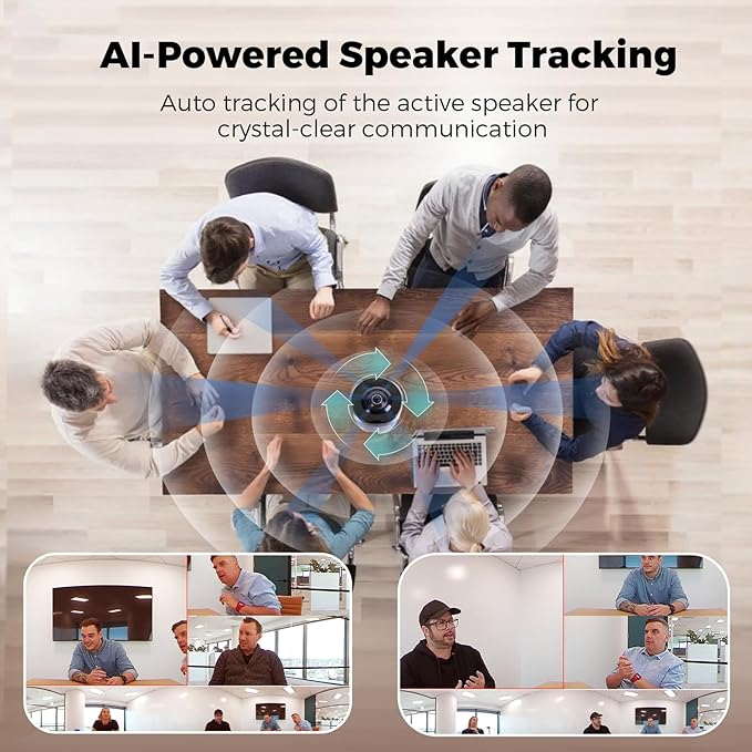 Camera 360 4K Video Conference Room Camera System Webcam AI Driven Speaker Tracking Noise Cancellation Works with Zoom Google Meet Teams and More 15 ft Mic Pickup PANA 5ft USB Cable