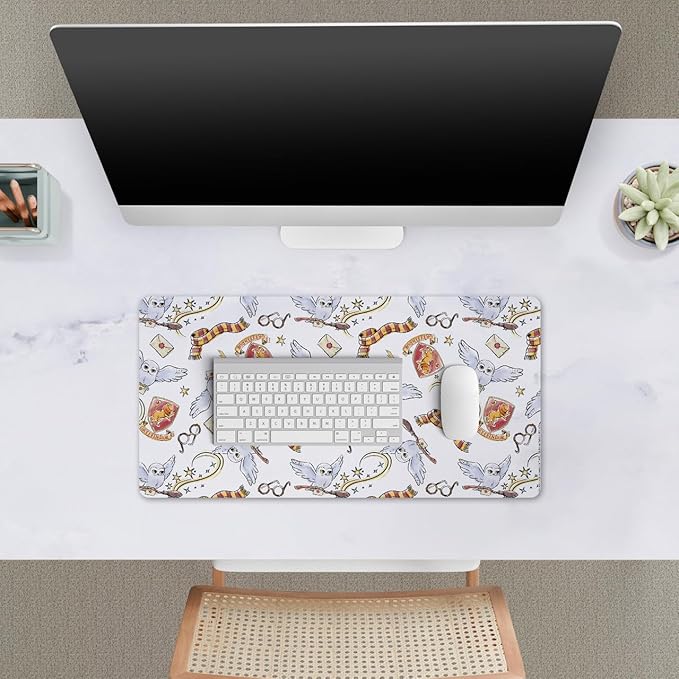 Head Case Designs Officially Licensed Harry Potter Hedwig Owl Pattern Graphics 23.62 x 11.81 x 0.12 inches (600 x 300 mm) - L Gaming Office Desk PC Keyboard Mouse Mat Pad