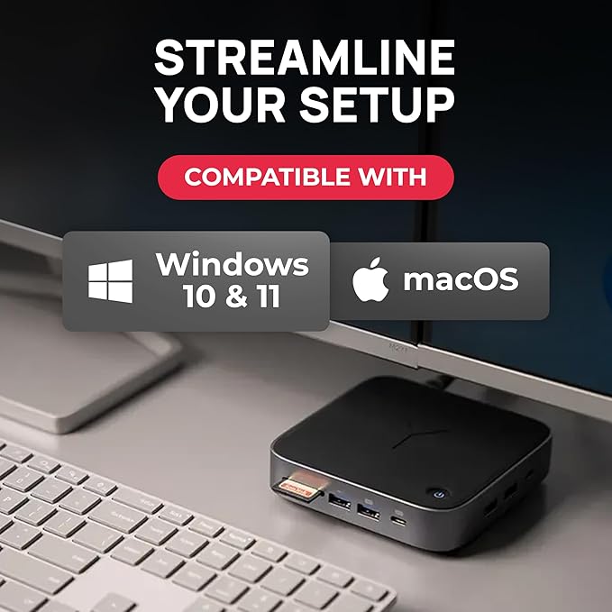 Brydge Stone CORE Powered Charging Docking Station – 10 Ports 100W PD Dual Monitor Docking Station 4K60Hz 8K HDMI SD 4.0 USB-A &amp USB-C Ethernet – Windows &amp MacOS Compatible Laptop